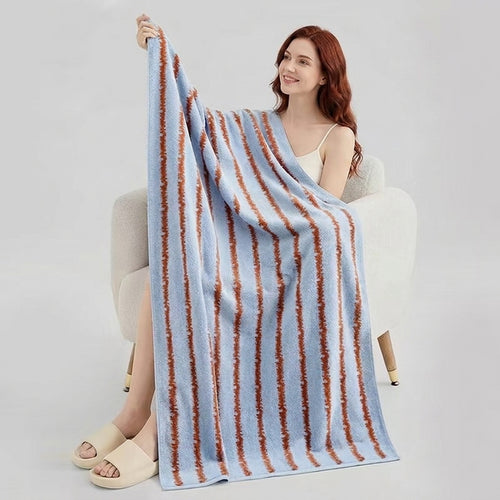 Lightning Striped Thick Large Cotton Bath Towel Soft Absorbent Shower Cloth